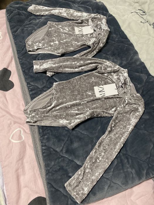 Оксамитове боді сірого кольору Zara