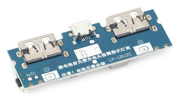 Плата контроллер LX-LBU2C для PowerBank, USB, Micro/Type-C USB 5В, 2,4