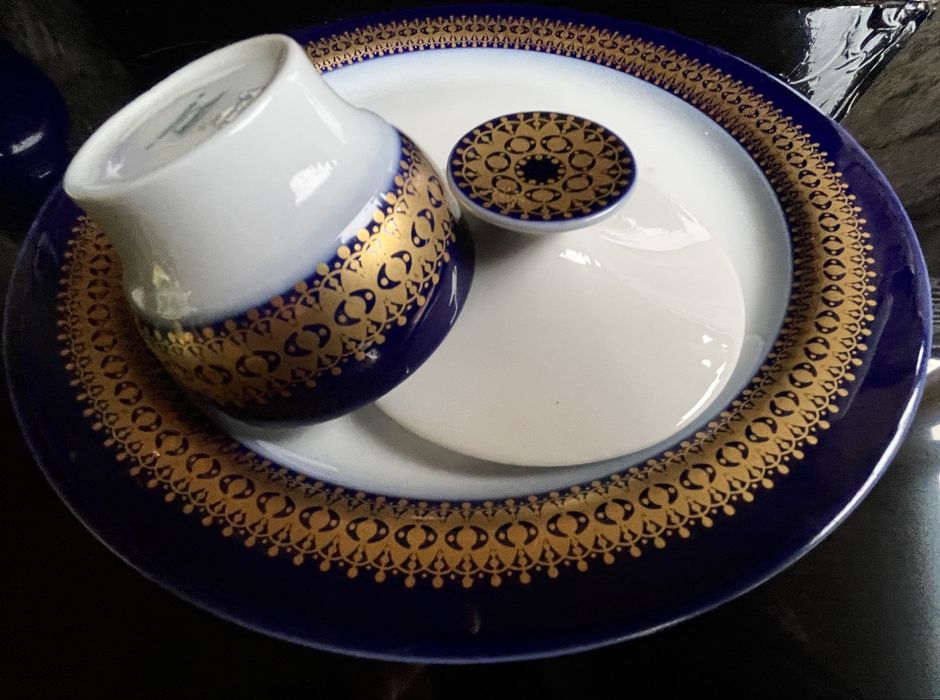 THOMAS ROSENTHAL stara porcelana złoto kobalt 3 duże talerze