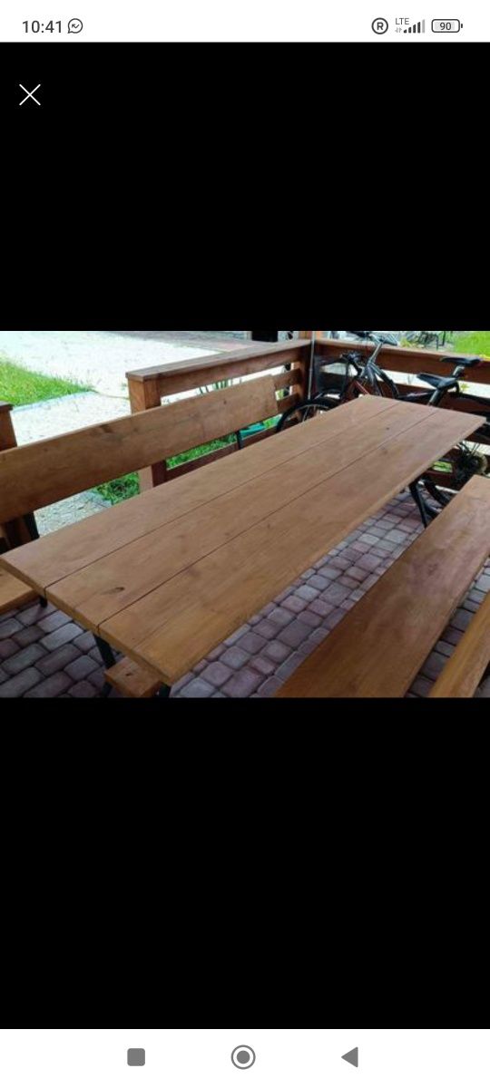 Stół i ławki dębowe ogrodowe i z jodły dwa komplety cena z jeden  komp