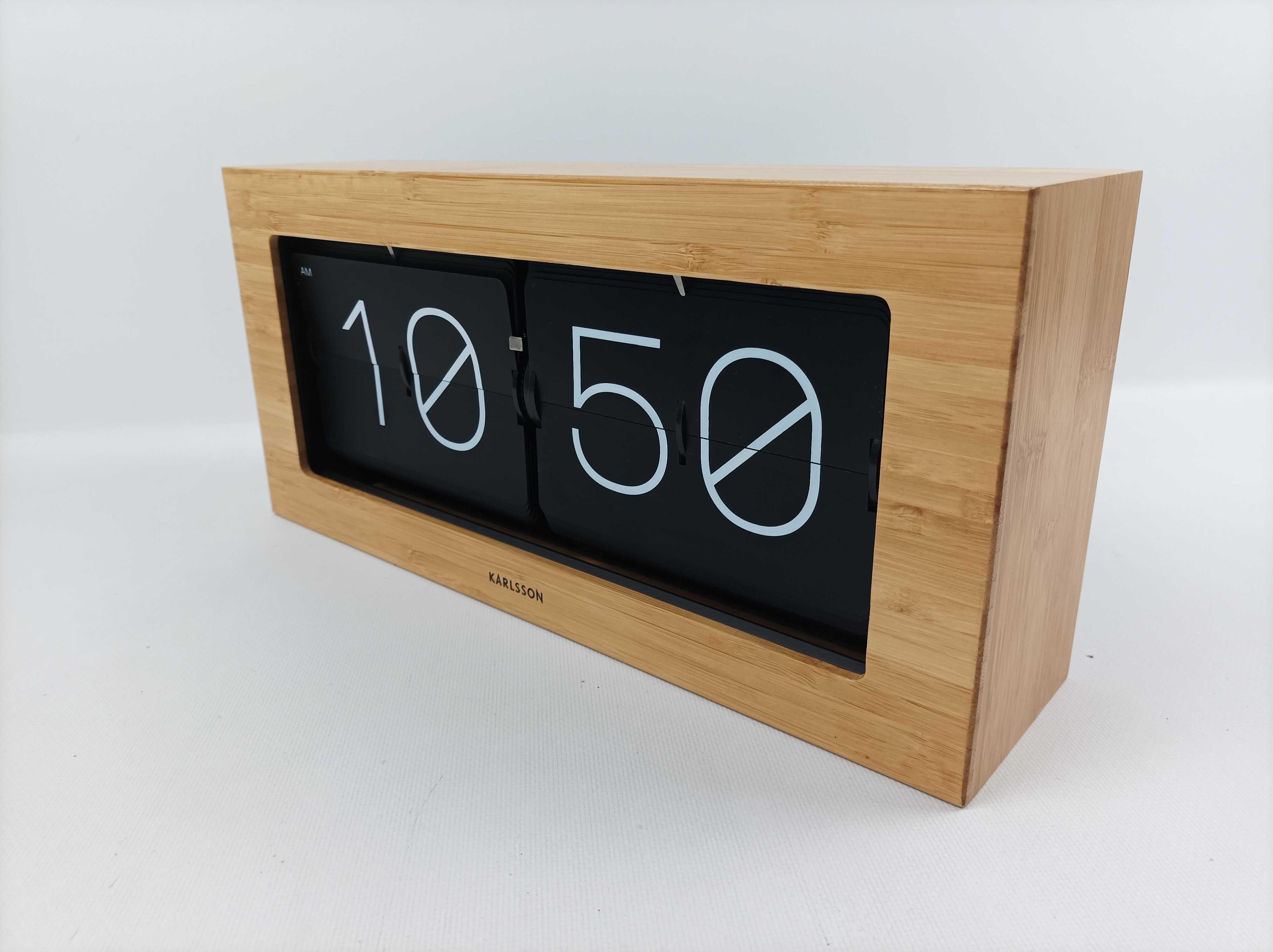Zegar stołowy ścienny retro Karlsson Flip Clock drewno bambusowe XL