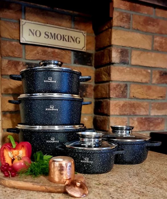 Garnki marmurkowe GAZ-INDUKCJA - komplet 10 elementów - OKAZJA!