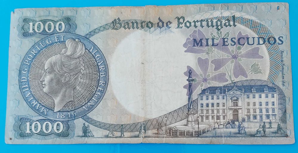 Nota de 1.000$00 de Portugal,  CH 10, D. Maria  II,  1967
