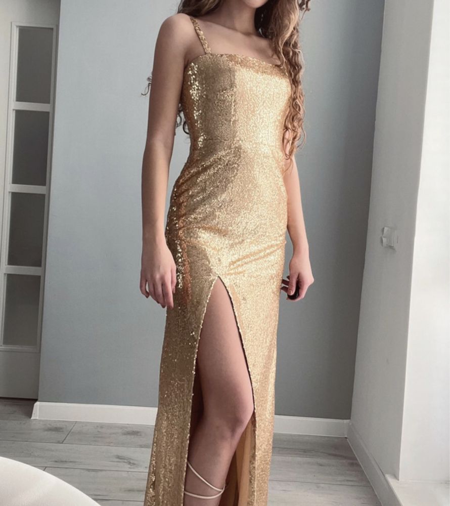 Sukienka długa nowa złota