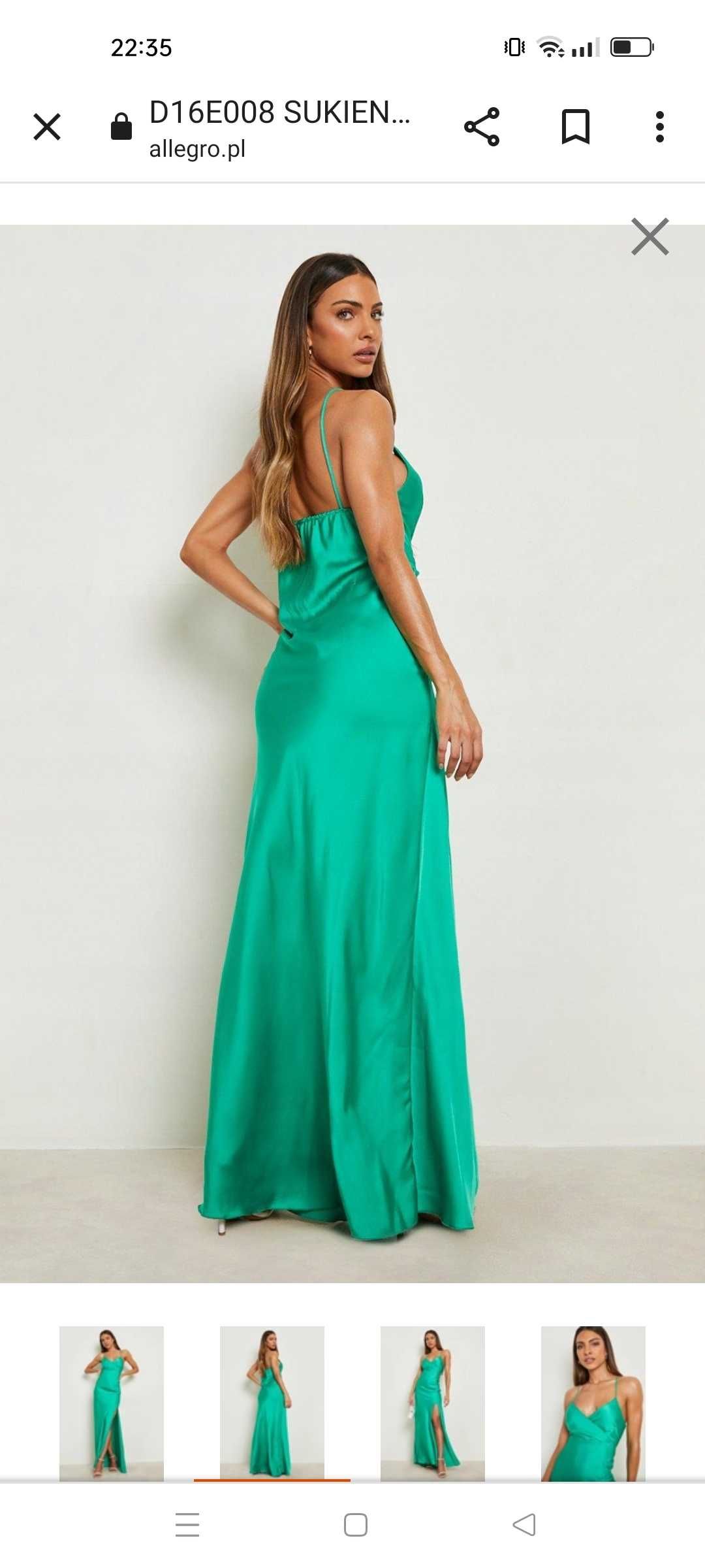 Nowa sukienka 42 długa zielona, szmaragdowa studniówka wesele druhna