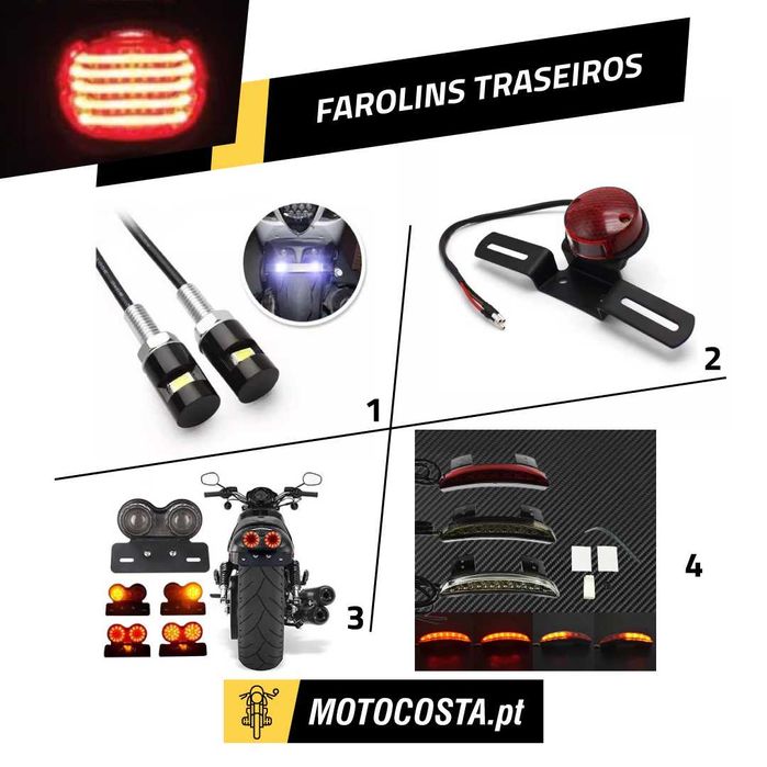 Farolins Traseiros - Suporte Matrícula e Piscas - MOTOCOSTA