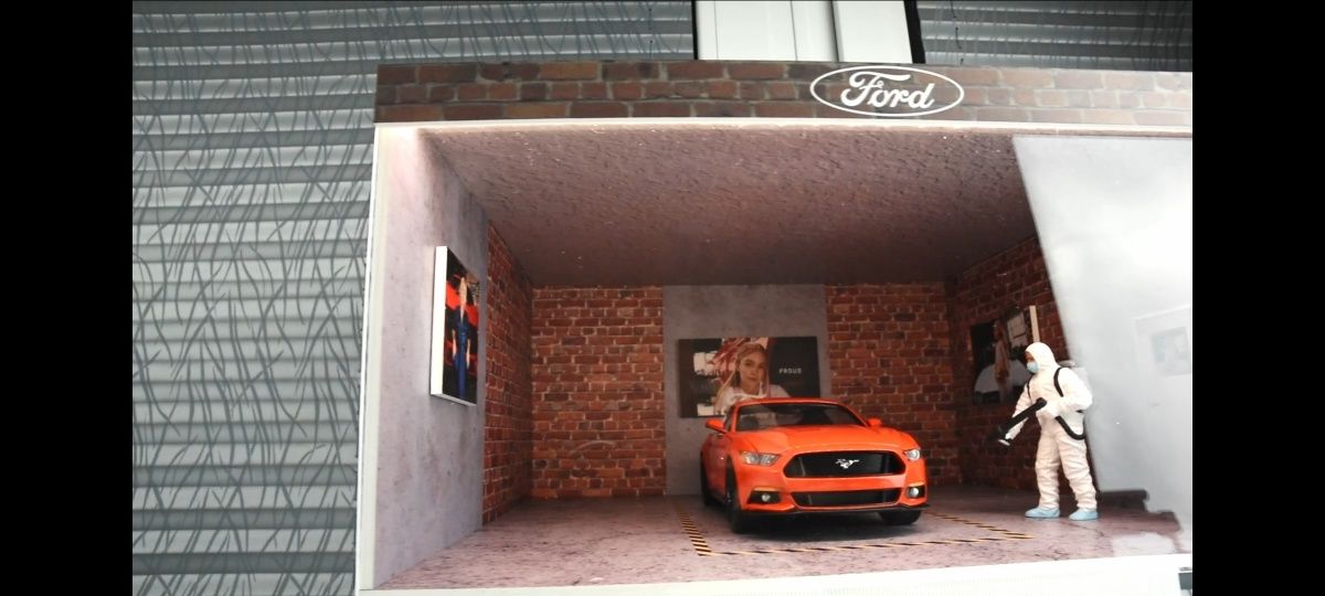 Garaż diorama makieta USA garage 1:18