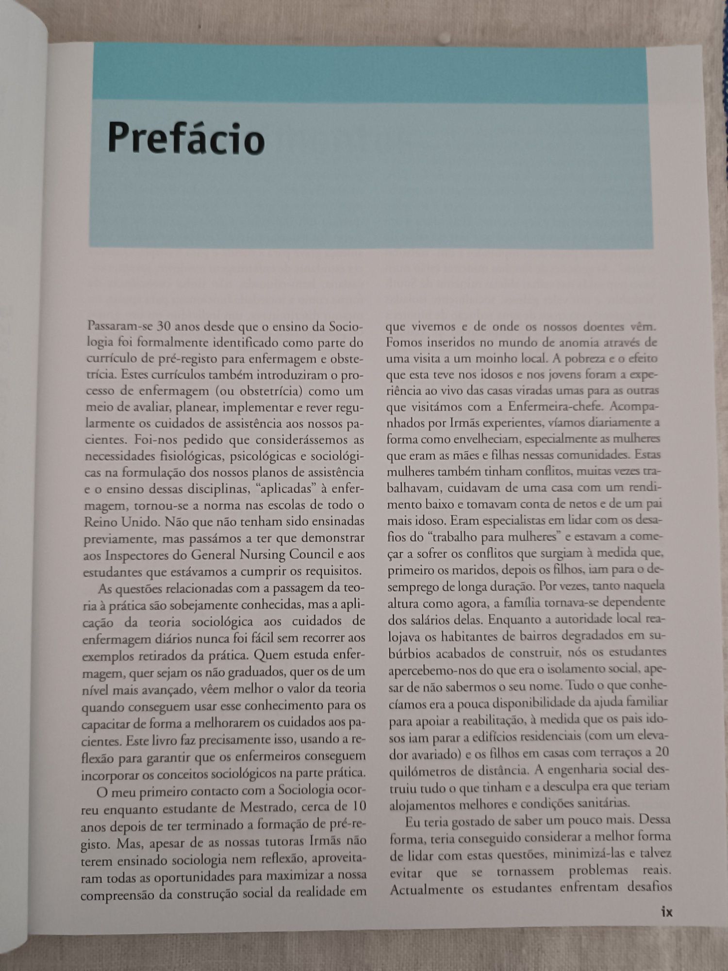 Livro "Sociologia em Enfermagem e Cuidados de Saúde"