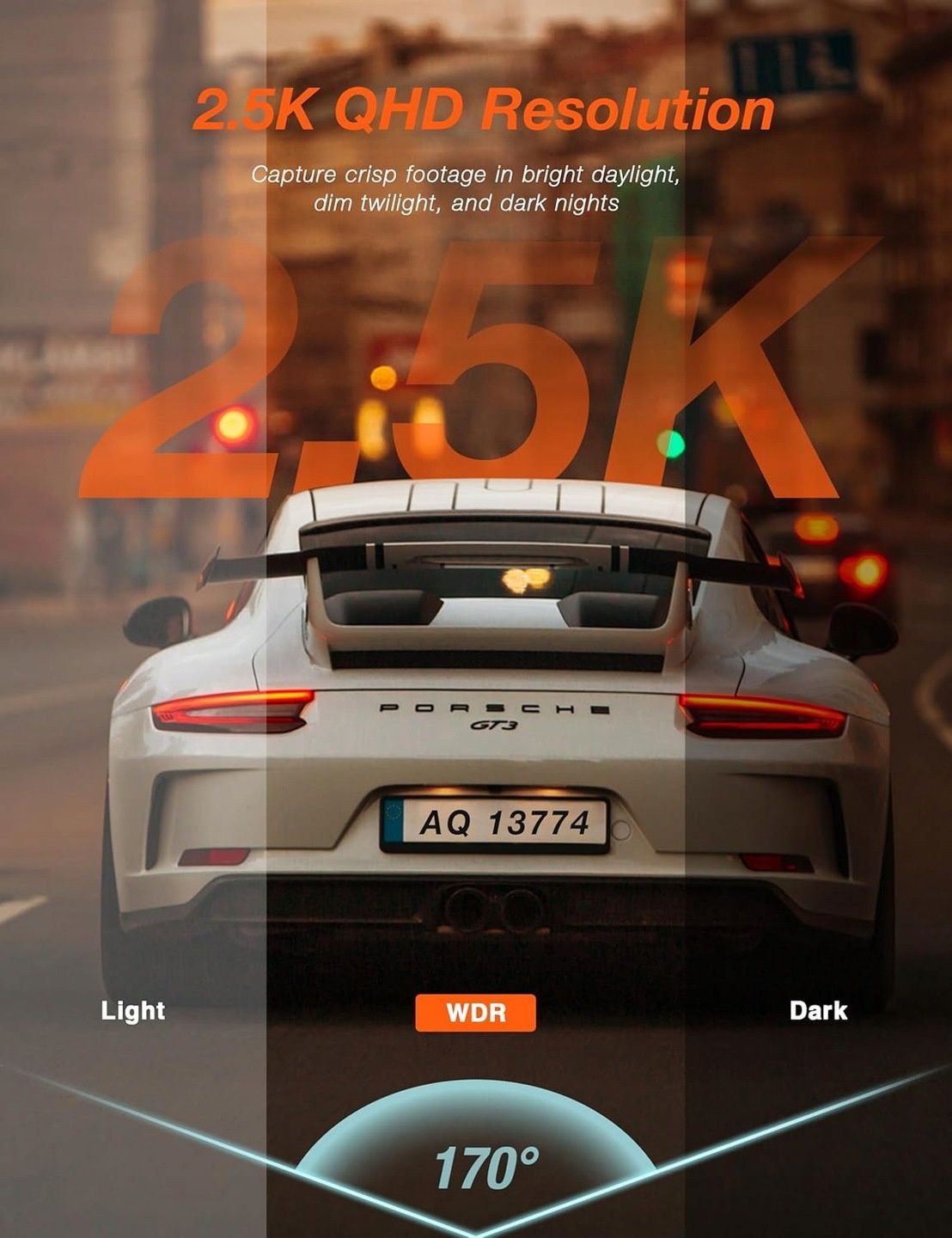 iZEEKER Kamera samochodowa 2,5K WiFi Dashcam, 1440P wideorejestrator