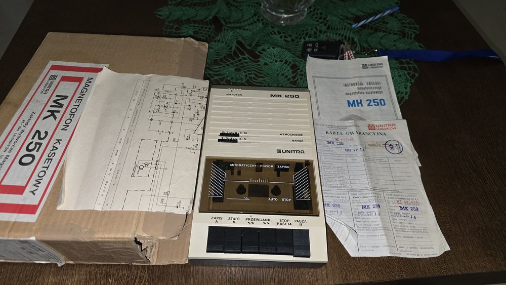 mk 232p biały unitra Lubartów magnetofon pudełko gwarancja plomba bdb+