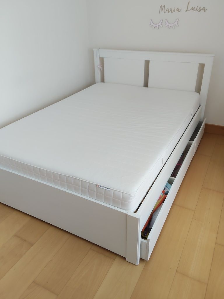 Cama e colchão ikea 140x200 + 2 gavetões