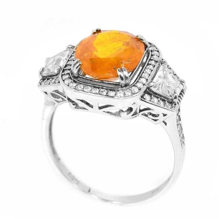 Серебряное кольцо 925 пробы с сапфиром ручной работы Размер 18.5