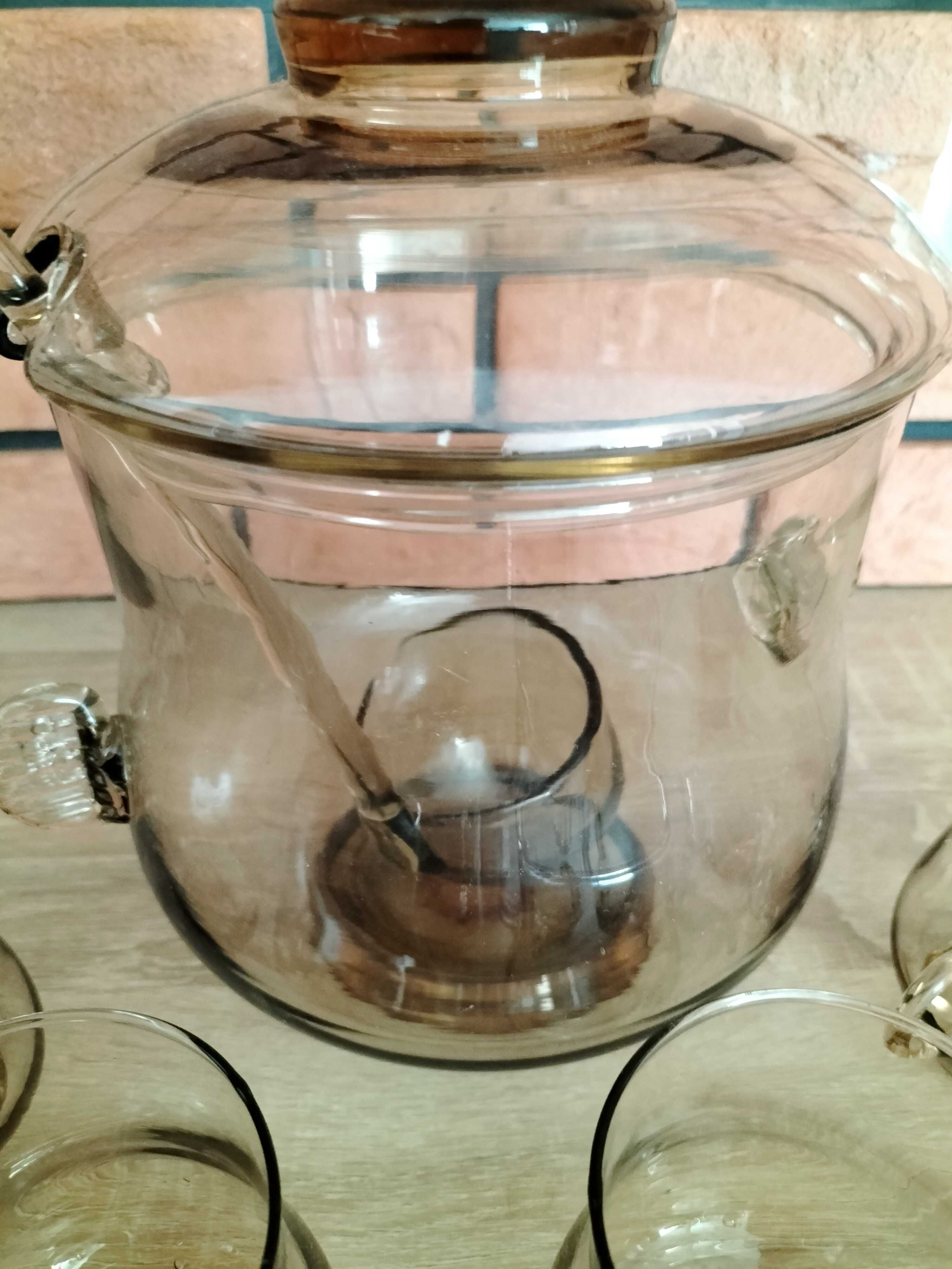 Szklana waza na kompot plus 8 szklanek