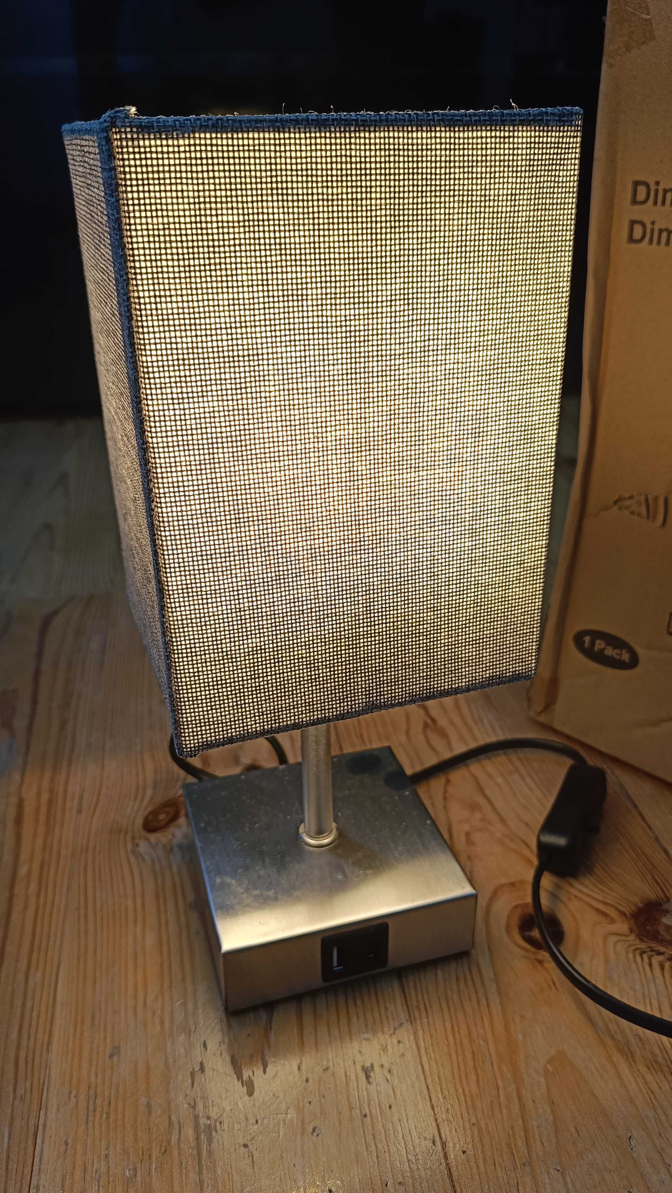 4x lampka nocna beże i brązu 2 porty usb ładowarka