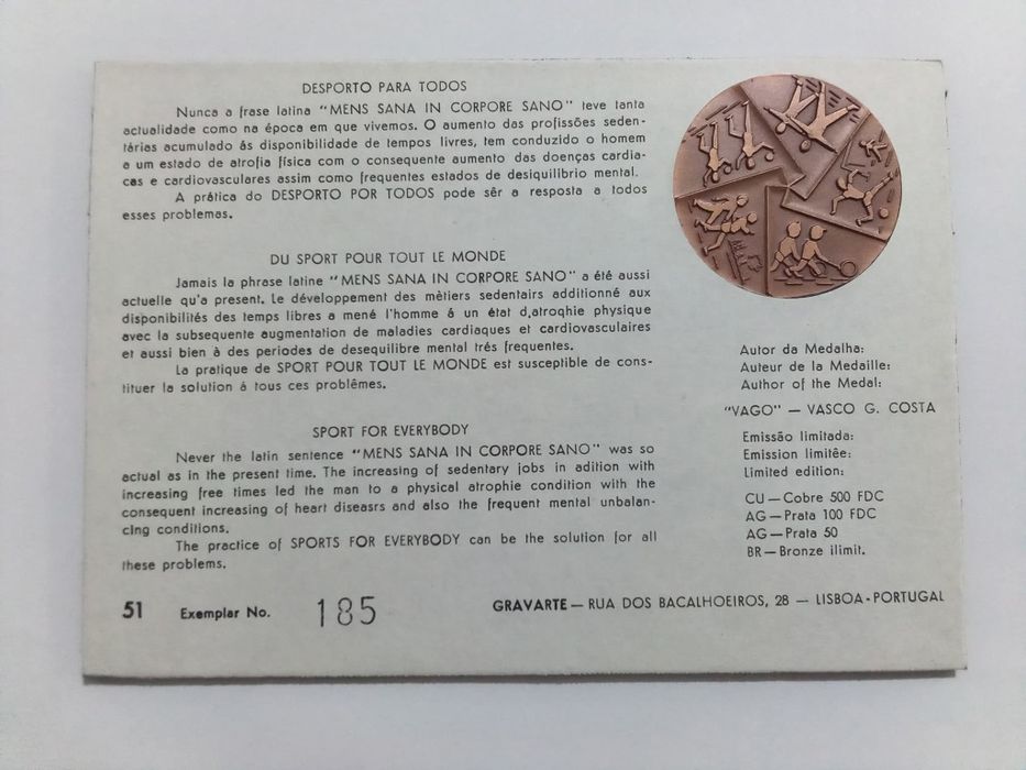 Filo-Medalhística - Desporto para Todos