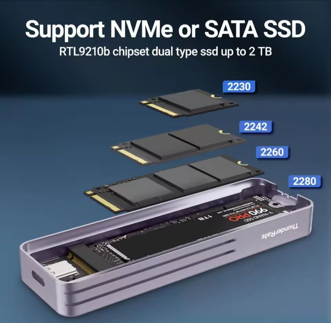 JEYI i9x NVMe / SATA SSD карман , USB 3.2 10 Gbps , в комплекте 2 USB