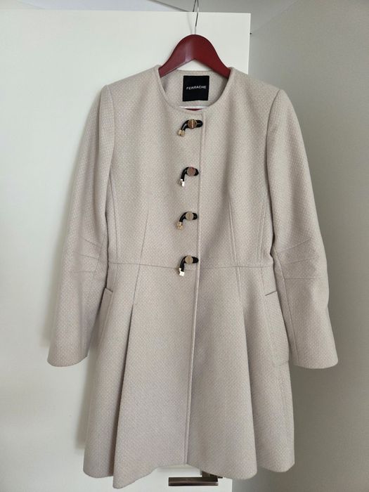 Casaco comprido branco marfim 65%Lã da Ferrache. BAIXA DE PREÇO!