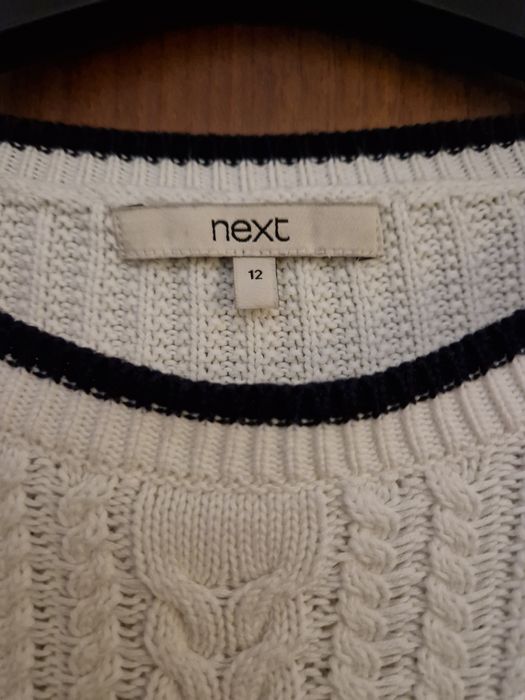 Biały bawełniany sweterek Next, r. S/M