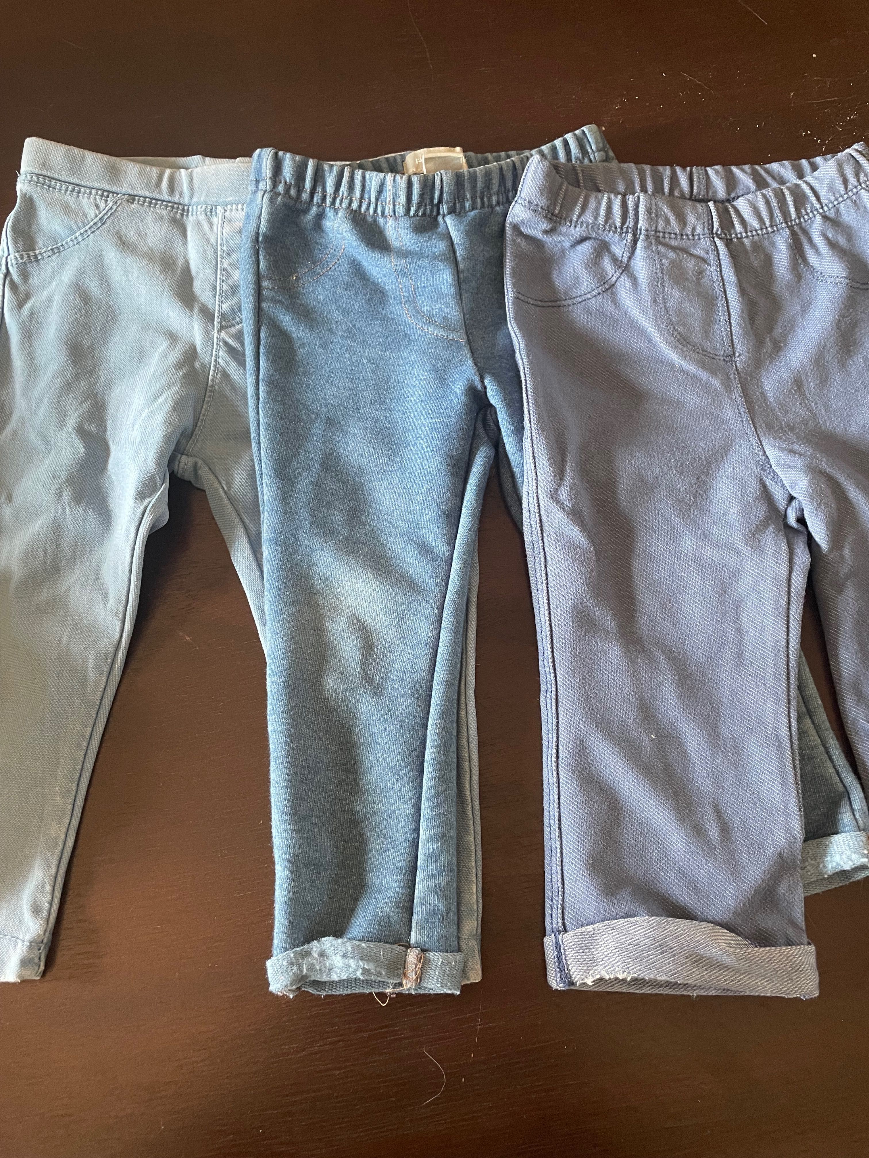 Conjunto de 5 jeggings+1 calça de ganga para bebé menina 12 meses