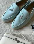 Loro piana błękitne mokasyny loafersy zamsz skóra r.39