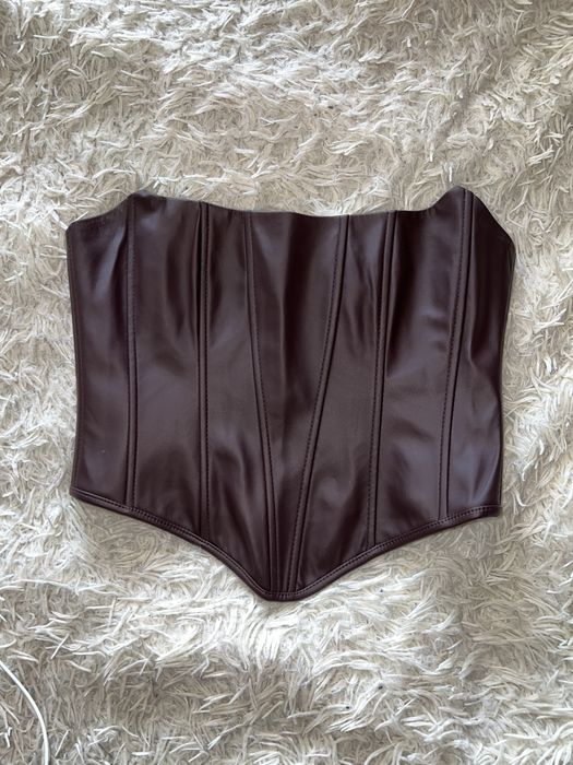 Корсетний топ темний коричневий