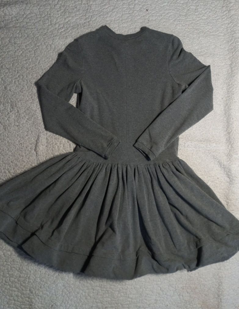Szara sukienka z dresówki, rozkloszowana dół, Ingrosso Clothes M
