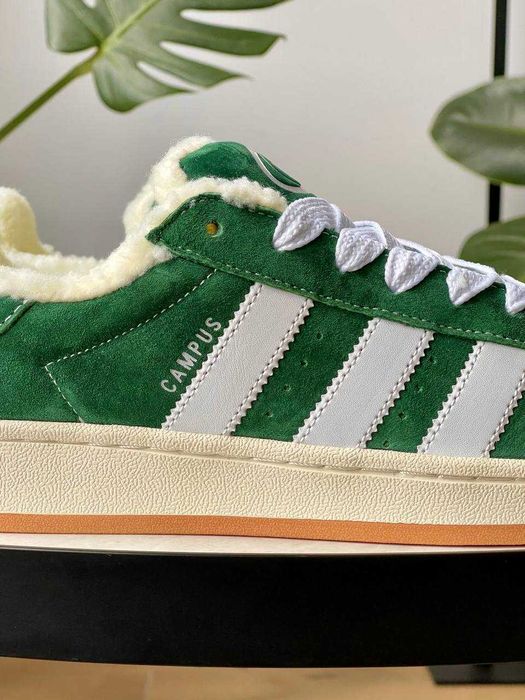 ЗНИЖКА! 40(25,5) Adidas Campus Green Fur зимові замшеві адідас кампус