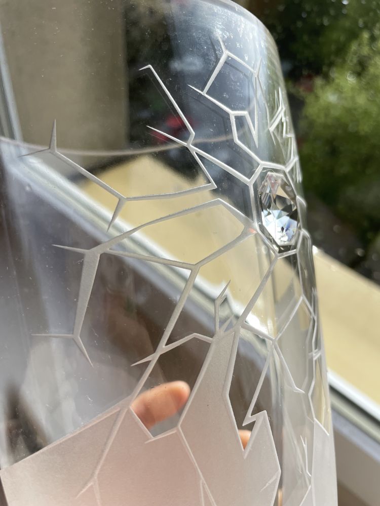 Przepiękny kryształowy przedwojenny wazon z matowym szkłem
