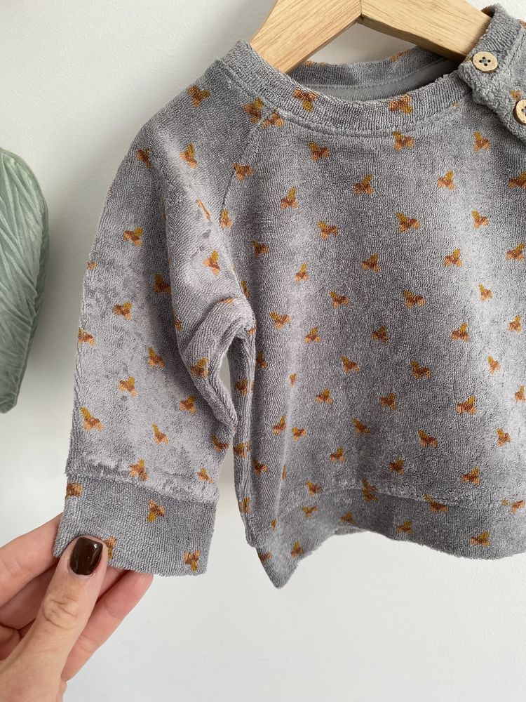 Bluza lil’ atelier szara w żołędzie 62 brązowe musztardowe jak newbie