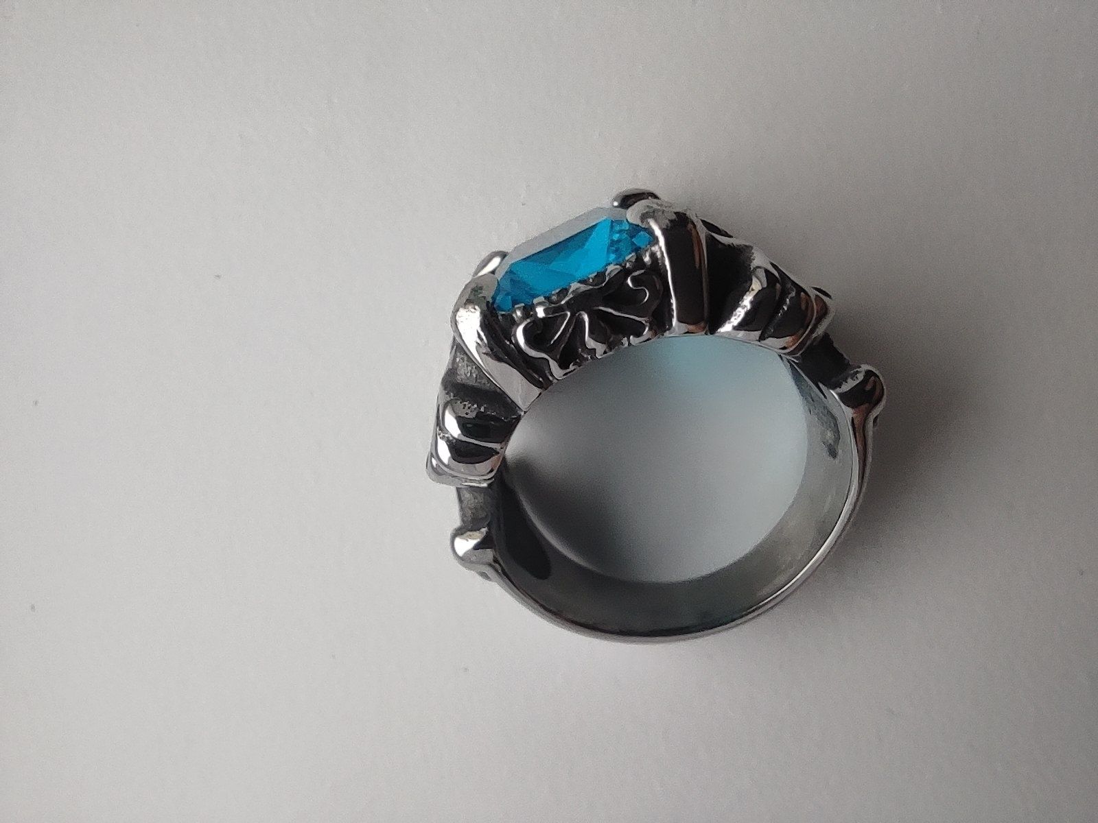 11 (21 мм) Новий перстень кільце печатка нержавіюча сталь синій камінь