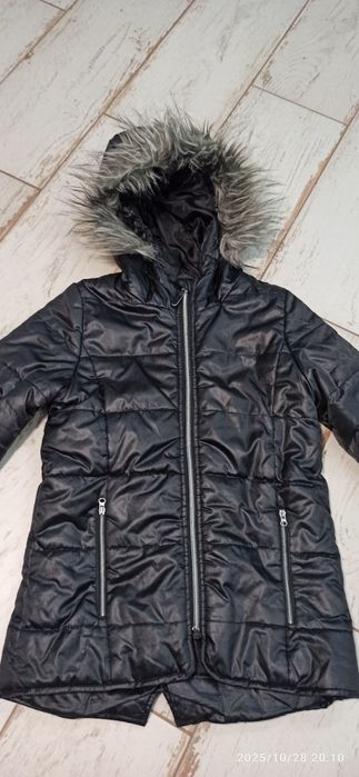 Czarna kurtka parka zimowa Coccodrillo dziewczynka 134 bdb