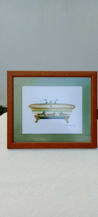 4 Litografias de banheiras, de  Consuelo Gamboa, emolduradas à medida