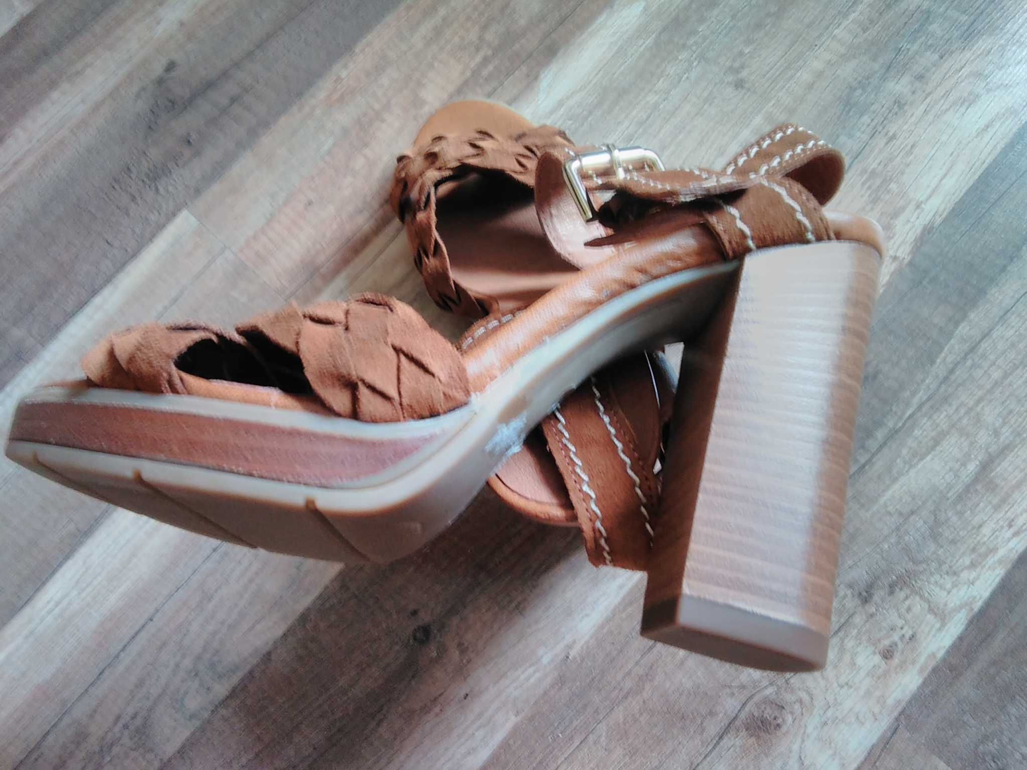 Nowe sandały damskie na obcasie rozmiar 38