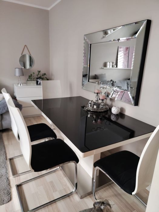 Stół glamour szklany blat plus 4 krzesła