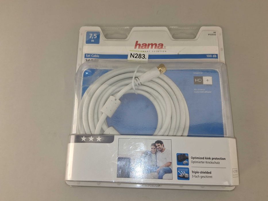N283 Kabel Antenowy Satelitarny Hama 7,5m 100 dB Potrójnie Ekranowany