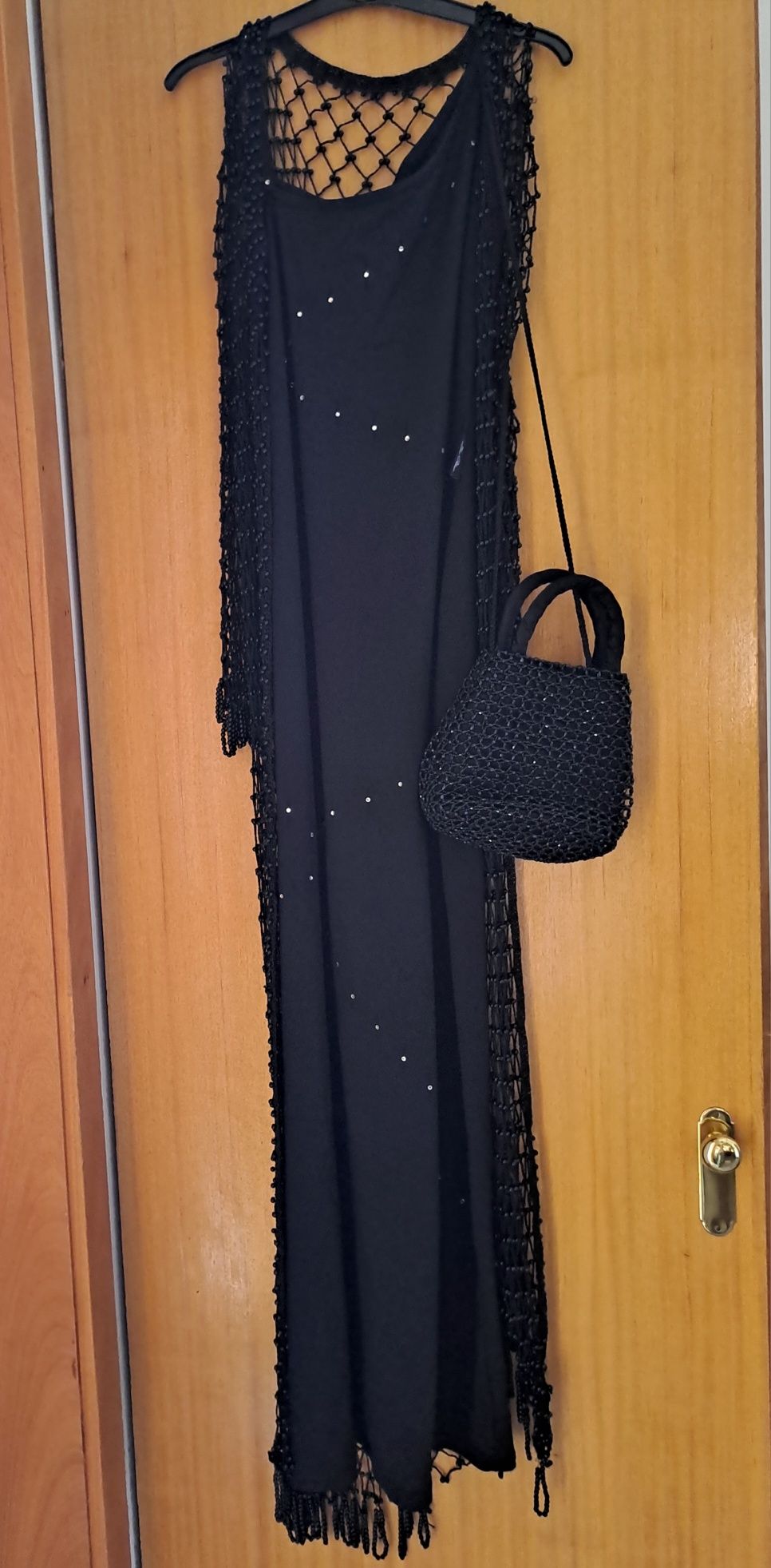 Conjunto vestido+rede+mala
