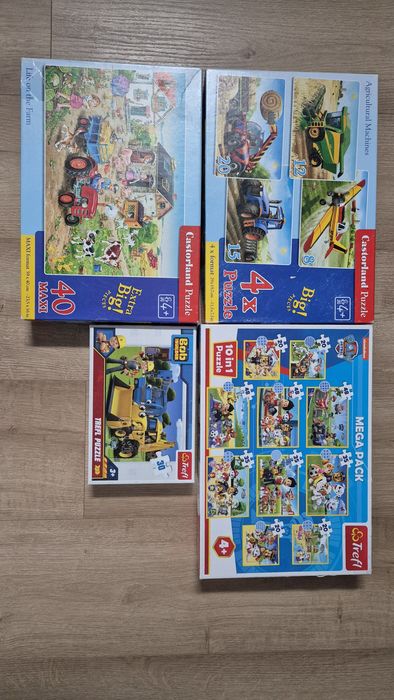 Puzzle maszyny rolnicze - Castorland, bob budowniczy,psi patrol- trefl