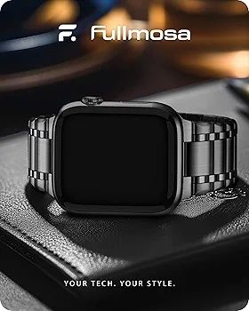 Pasek czarny fullmosa do apple watch 42 44 45  ea0053 stal nierdzewna