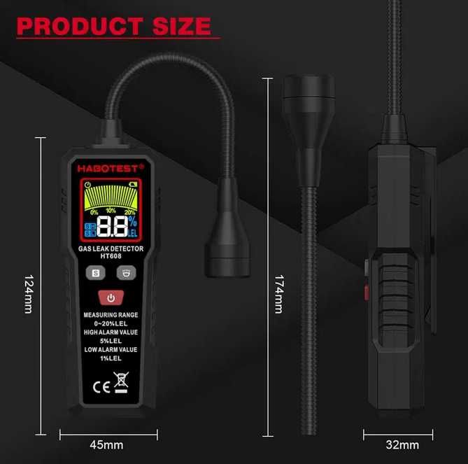 Detektor wycieku gazów z alarmem Habotest HT 608 tester gazu
