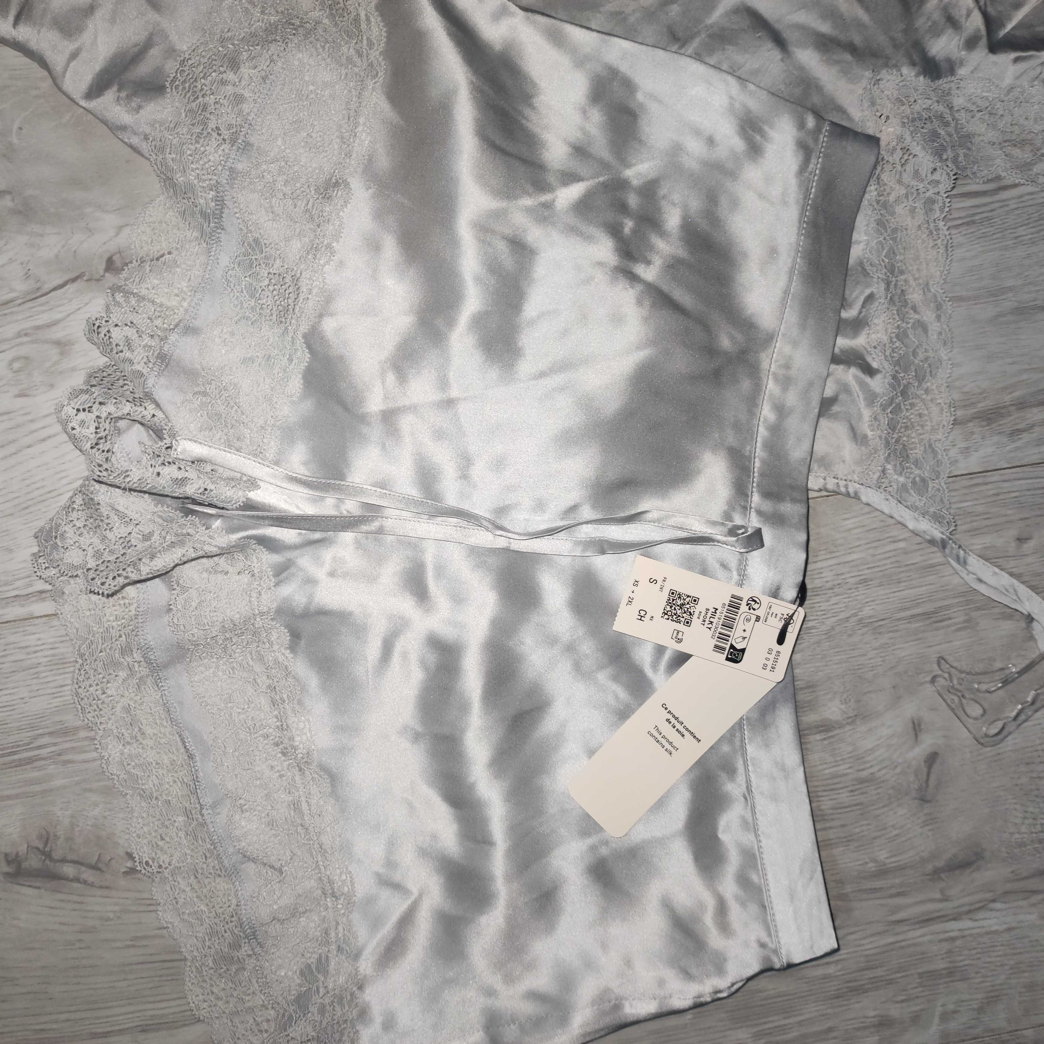 Nowa piżama etam S Silk100% jedwabna kolor milky