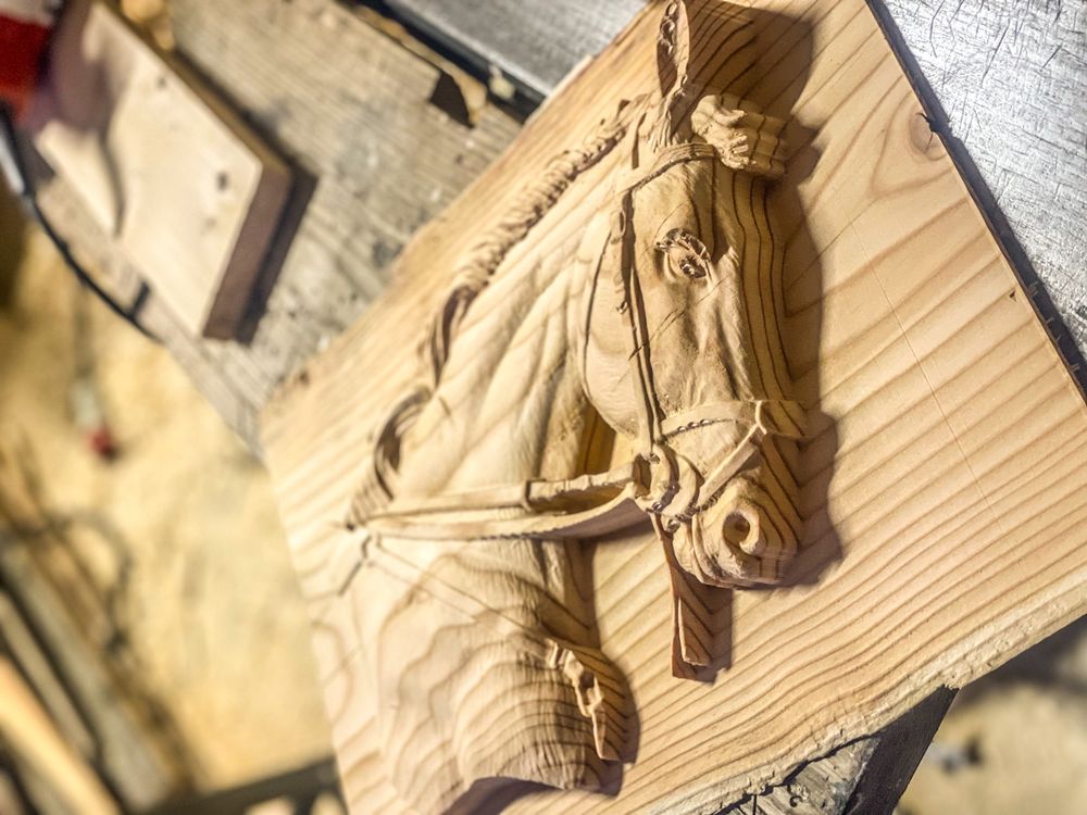 Obraz konia drewniany