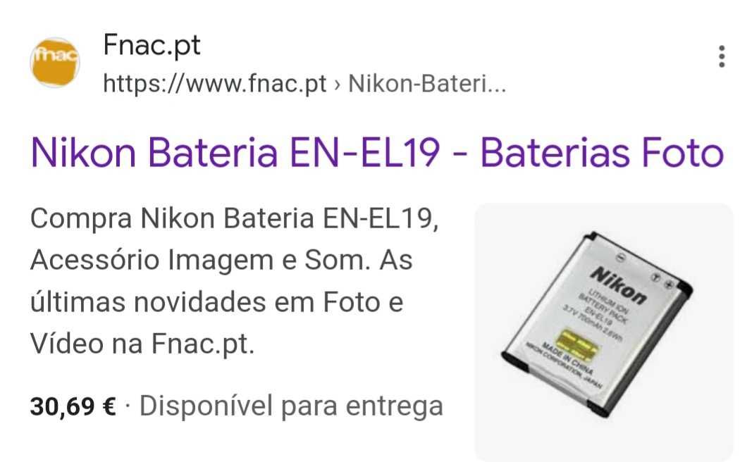 Bateria Nikon EN-EL19 Nova