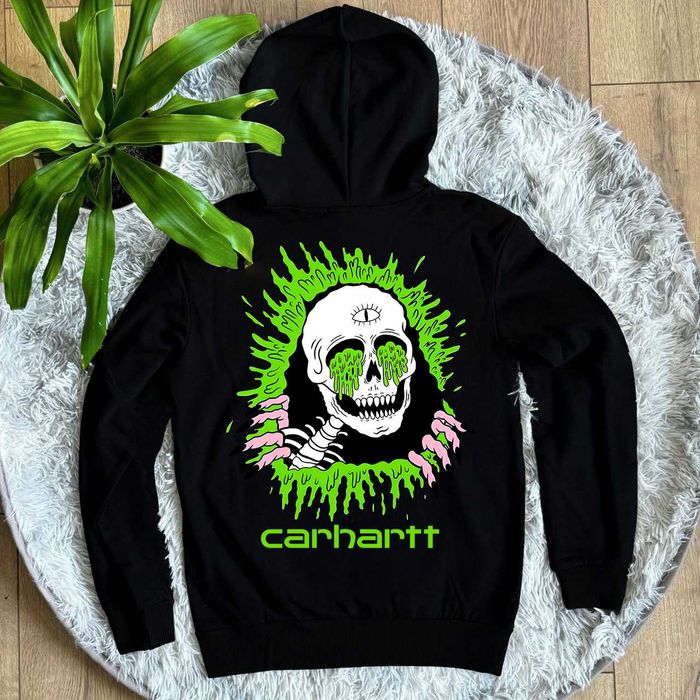 Skull / CARHARTT Кофта черная / XS S M L XL / Кархарт Худи Зипка