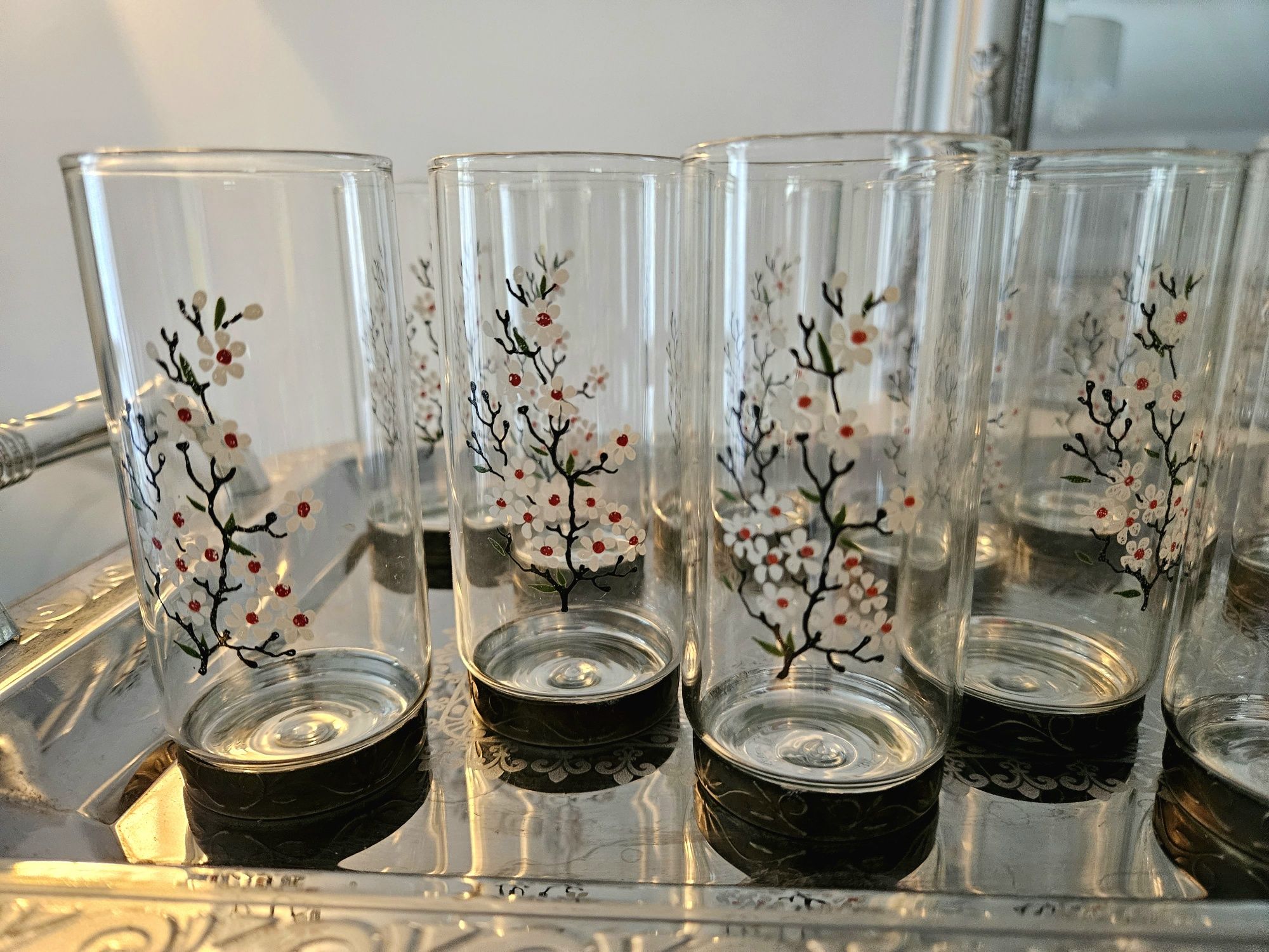 Kieliszki szklaneczki ręcznie malowane 12 sztuk