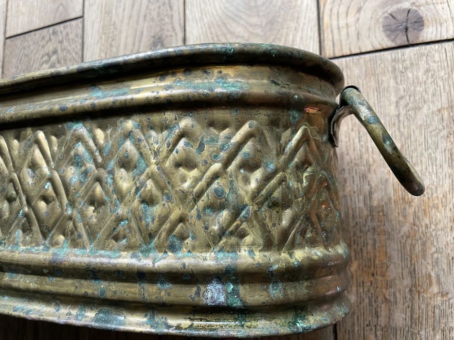 Stary kwietnik donica rynienka z mosiądzu