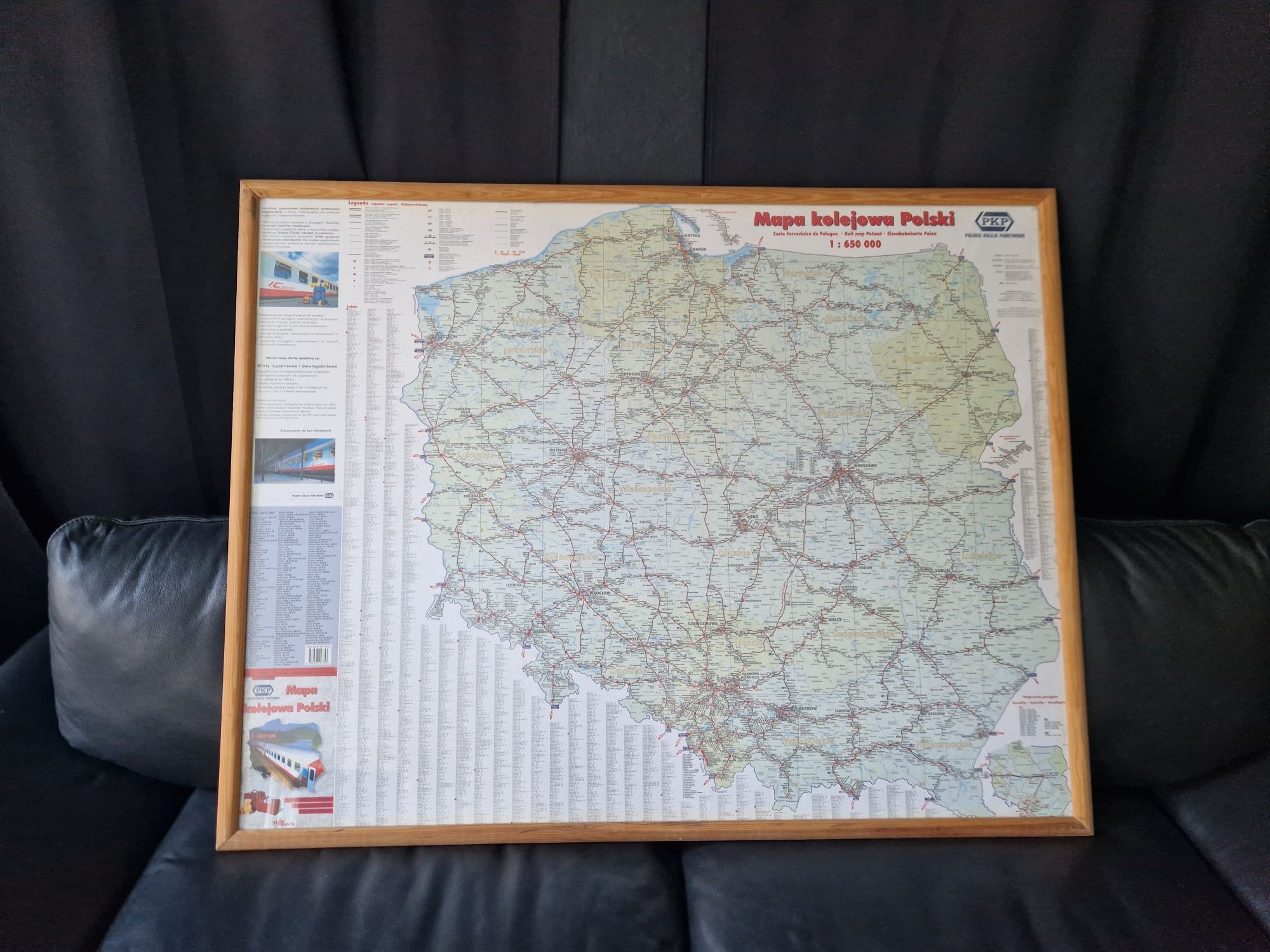 Mapa kolejowa PKP z 1999 roku, czasy przejazdu. Unikat, Szczecin