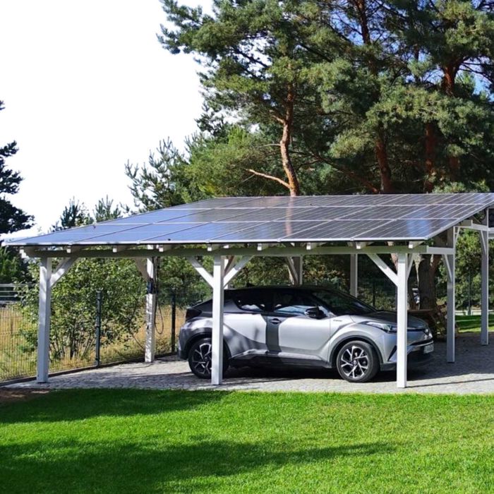 Drewniana Wiata Altana Fotowoltaiczna 9.9 kW z magazynem 15 kWh