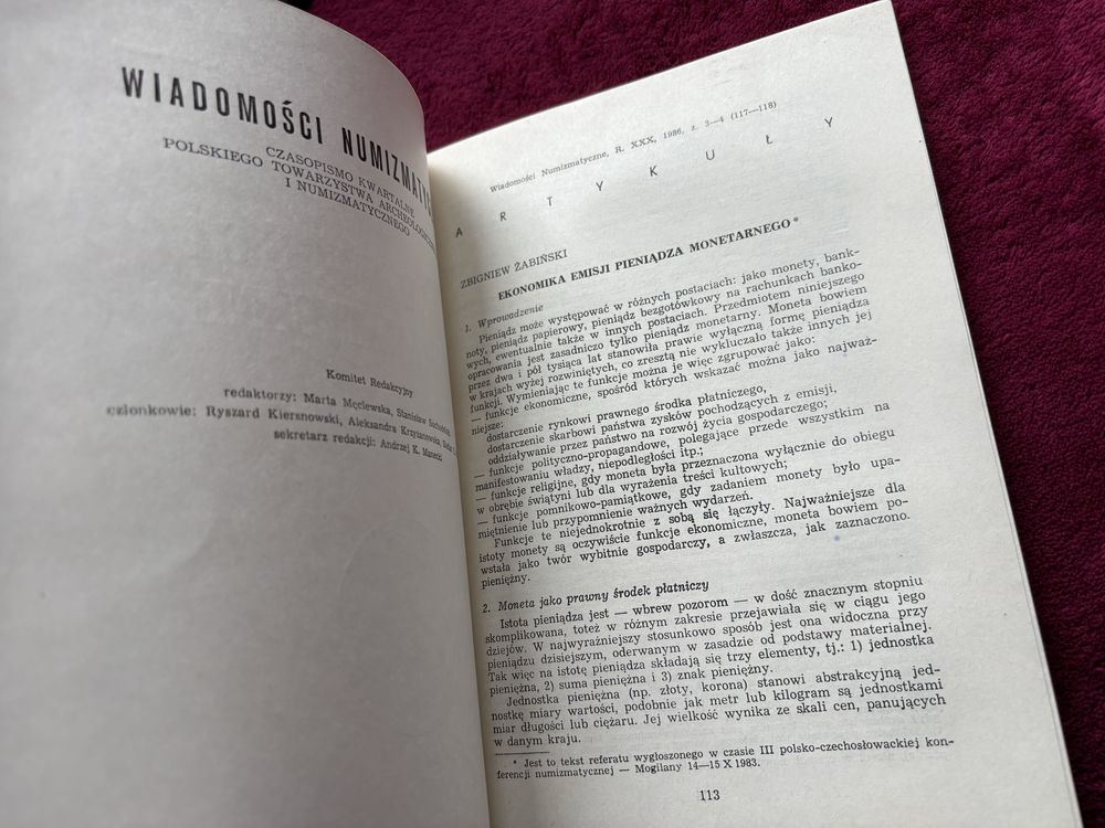 Zeszyt Wiadomości numizmatyczne Rok XXX zeszyt 3-4 (117-118)
