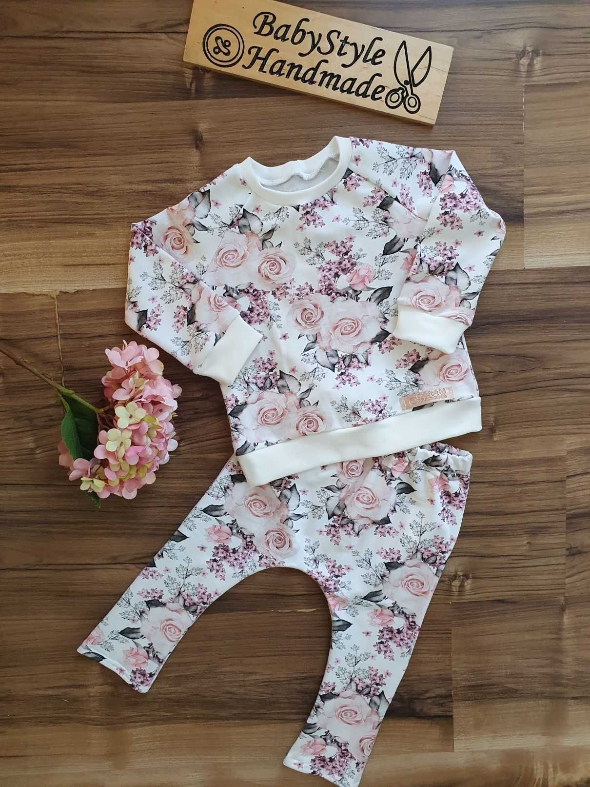 Bluza dla dziewczynki w kwiaty Spodnie Dres w Kwiatki Handmade 564