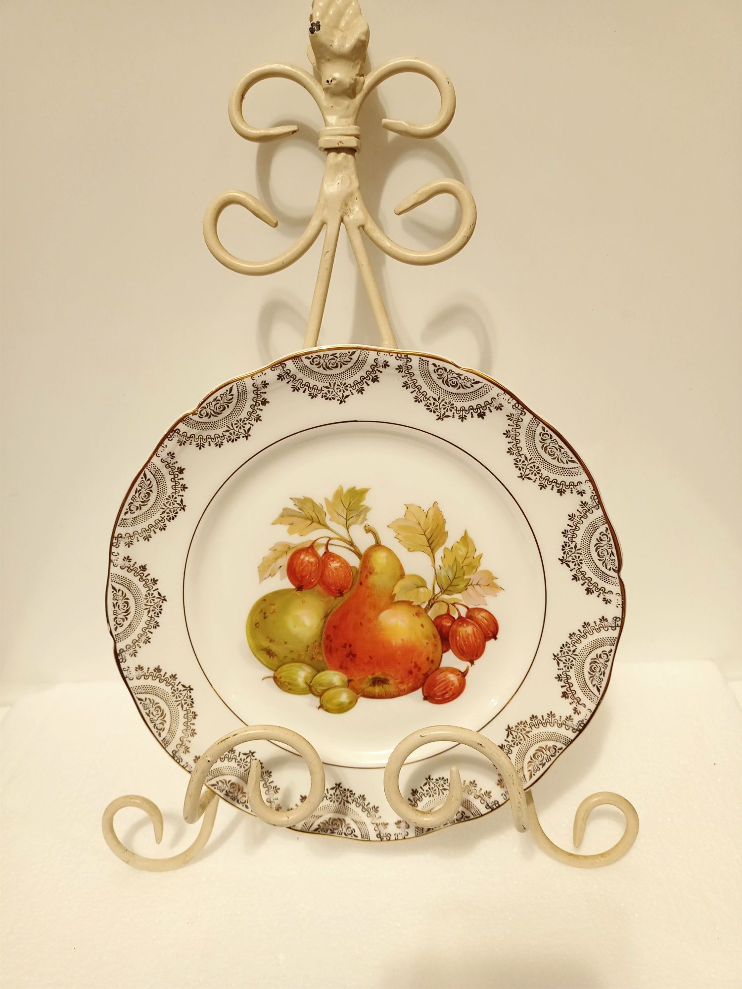 Ozdobny talerz angielska kostna porcelana owoce